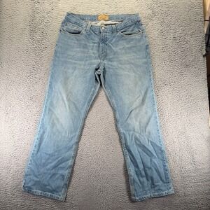 Vintage Red Camel Jeans Mens 34x30 Blue Cotton Denim Straight Leg Workwear Faded